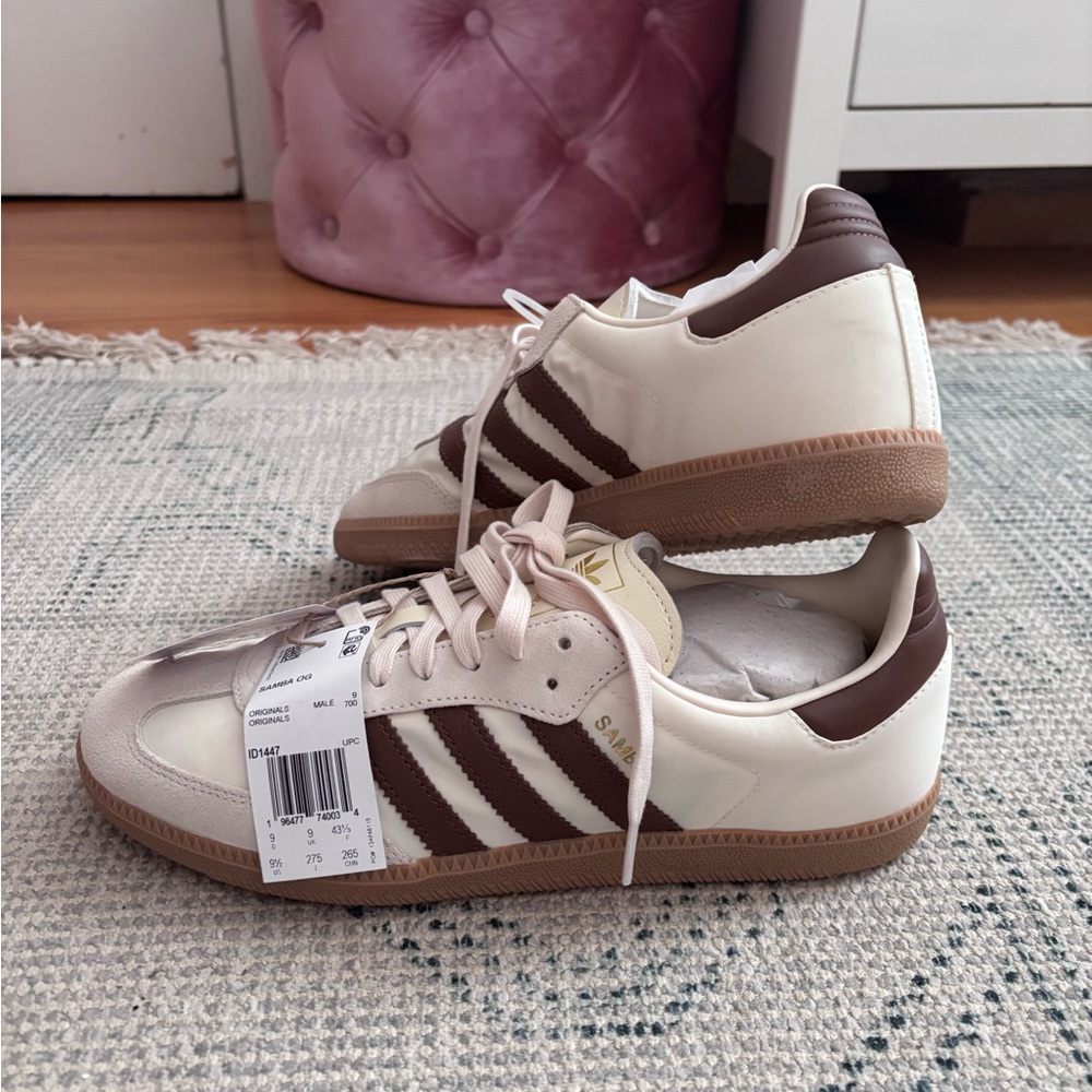 Adidas Samba Sneakers in White and Brown